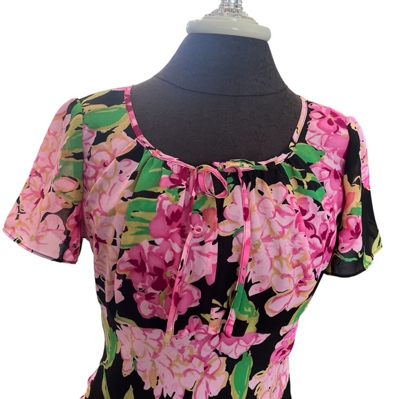 Lennie NY Vintage Pink Floral Bias Cut Dress Size 8 - Picture 3 of 8